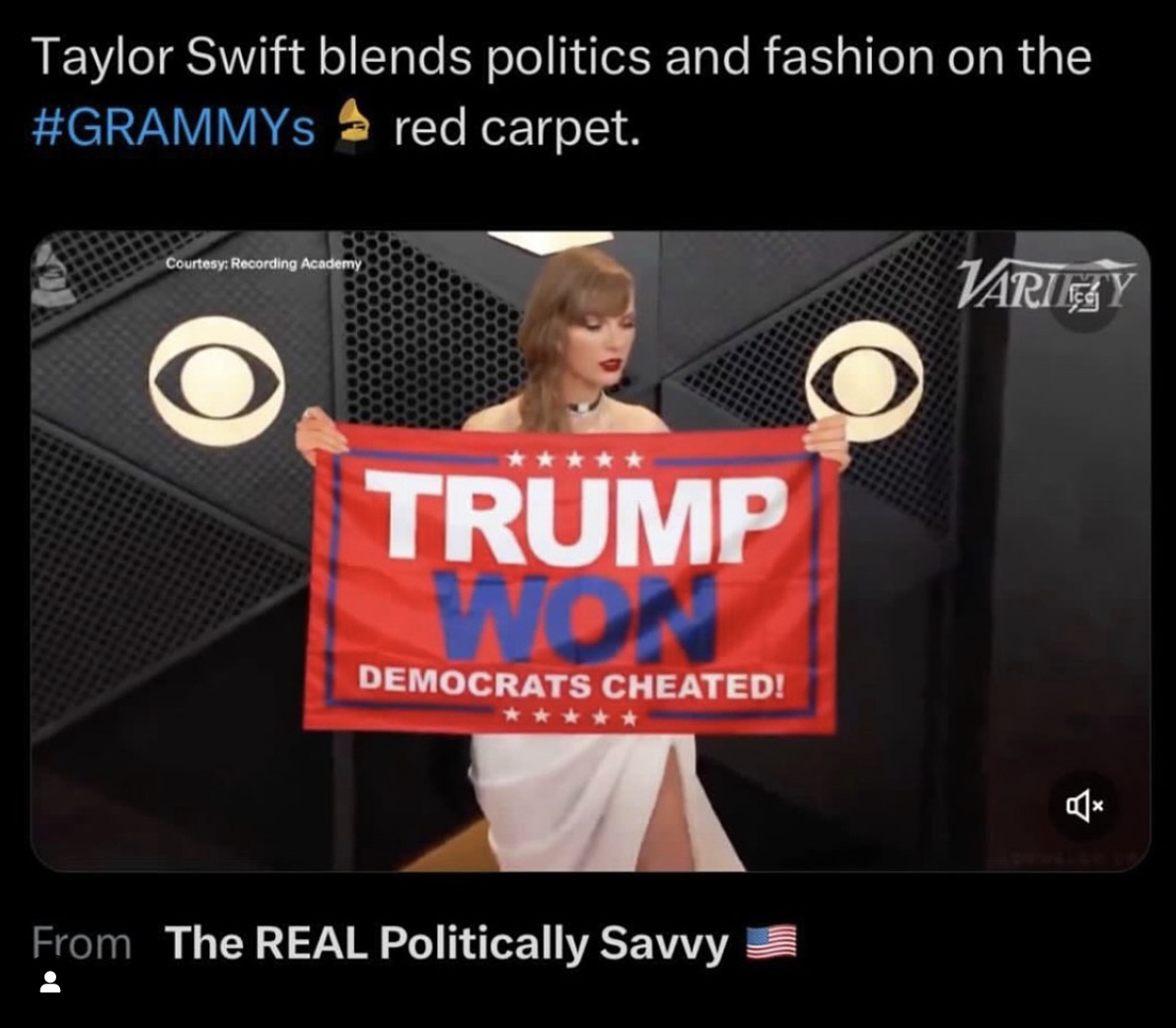 Fact Check Faked Photo Shows Taylor Swift Holding 'Trump Won Democrats